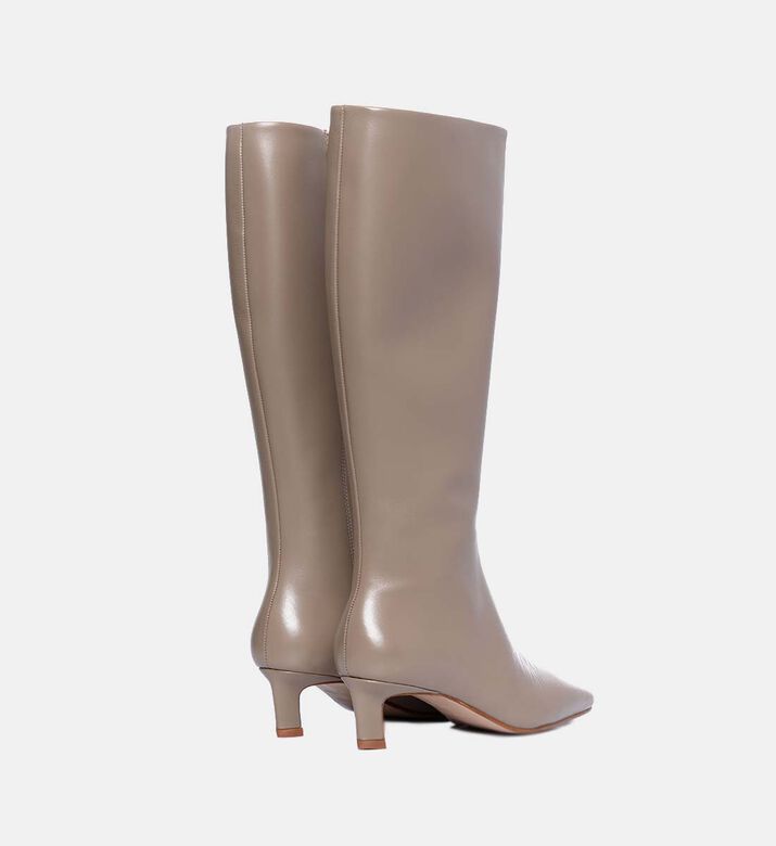Rory Med Heel Long Leather Boots