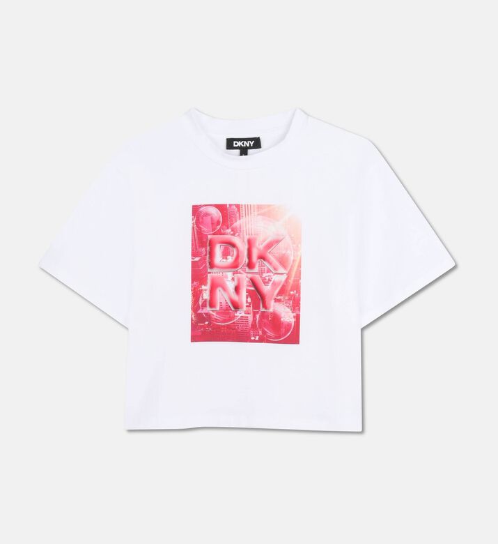 DKNY Logo-print Short-sleeve Crewneck T-shirt, Pink, 16y, Packshot View