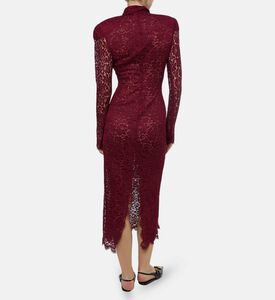 Rowen Rose Floral Lace Pattern Button-front Shirt Dress, Model View