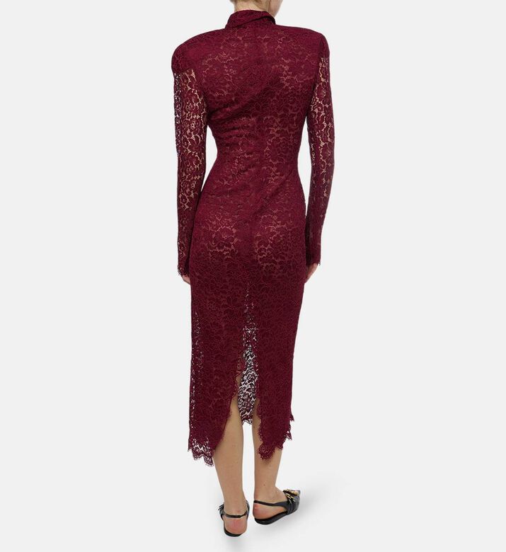 Rowen Rose Floral Lace Pattern Button-front Shirt Dress, Model View