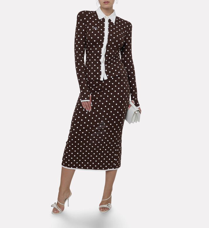 Rowen Rose All-over Polka-dot Maxi Skirt, Model View