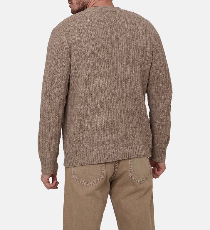 كارديغان طويل الأكمام قطن عضوي بياقة في