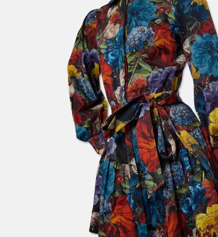 Alice and Olivia All-over Floral-print Long-sleeve Dress, Model View