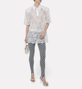 Rowen Rose Floral Lace Short-sleeve Polo Top, Model View