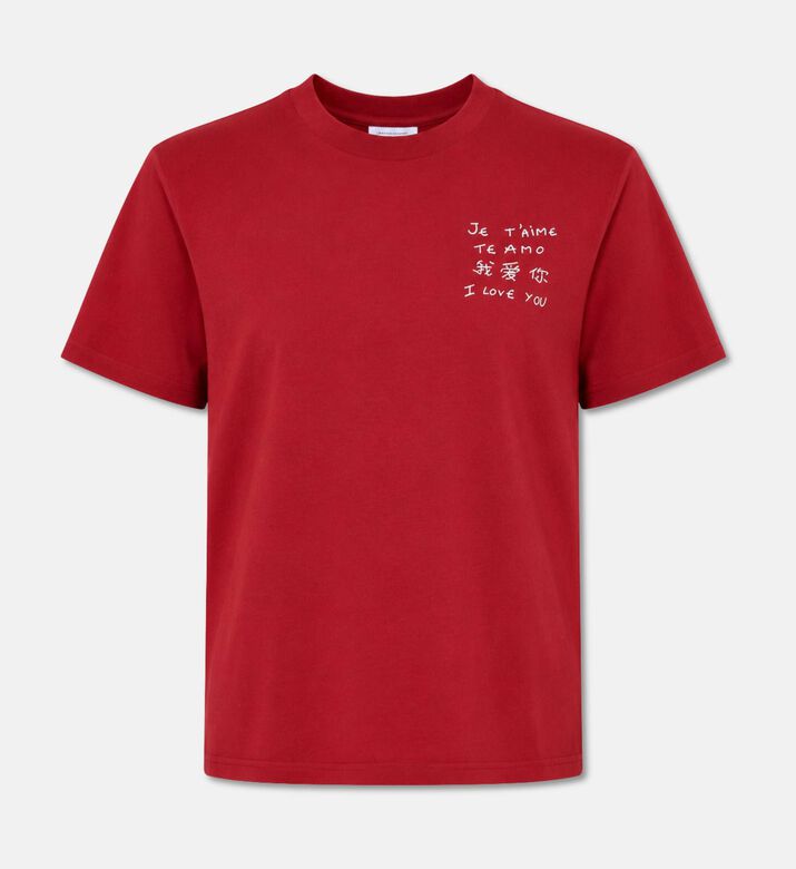 Maison Labiche Embroidered Multilingual Slogan T-shirt, Packshot View