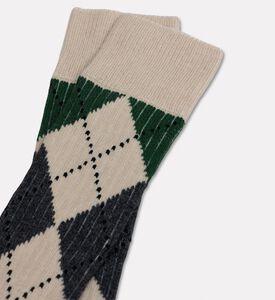 Closed Argyle Knit Socks, Cream, L, Packshot View