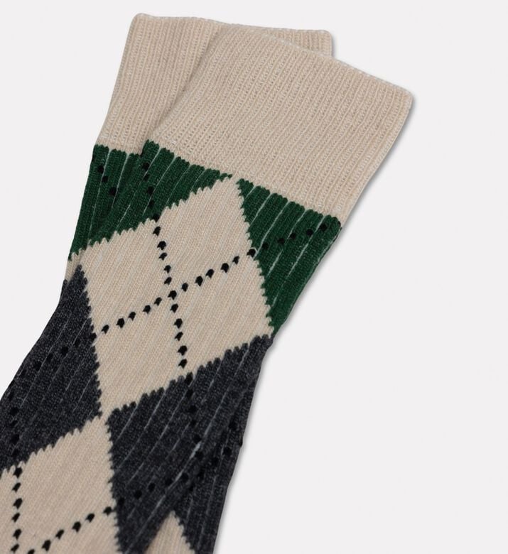 Closed Argyle Knit Socks, Cream, L, Packshot View