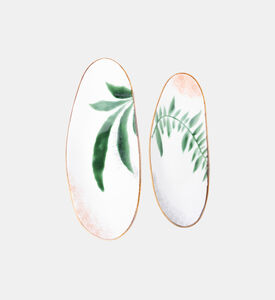 Home Deco and More Melon Leaf-print 2-piece Plate Set, Packshot View