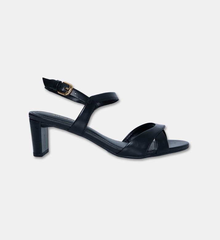 Arezzo Leather Mid-bock Heel Sandals, Black, Eu-40, Packshot View