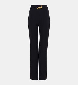 بنطال بخصر عالٍ بإبزيم ذهبي