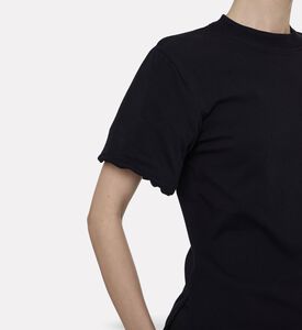 Patou Taffeta Puff Sleeves T-shirt, Black, S, Model View