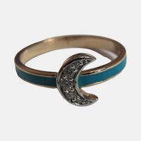 Diamond Enamel Paint Moon Ring