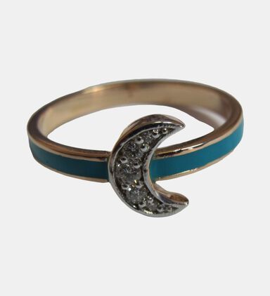 Diamond Enamel Paint Moon Ring