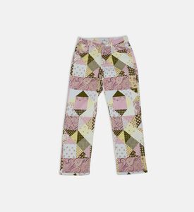 Patchwork-print Straight-leg Trousers