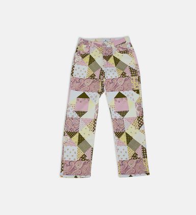 Patchwork-print Straight-leg Trousers