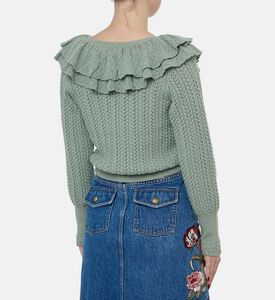 Alice and Olivia Eileen Ruffle V-neck Cardigan, Model View
