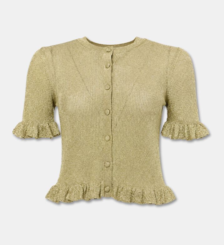 Ba&sh Ruffled Metallic Knit Cardigan, Packshot View