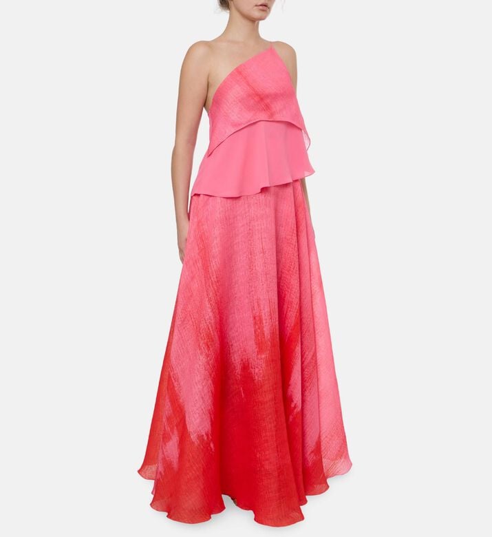 Blue For Burgundy Brushstroke A-line Midi Skirt, Model View