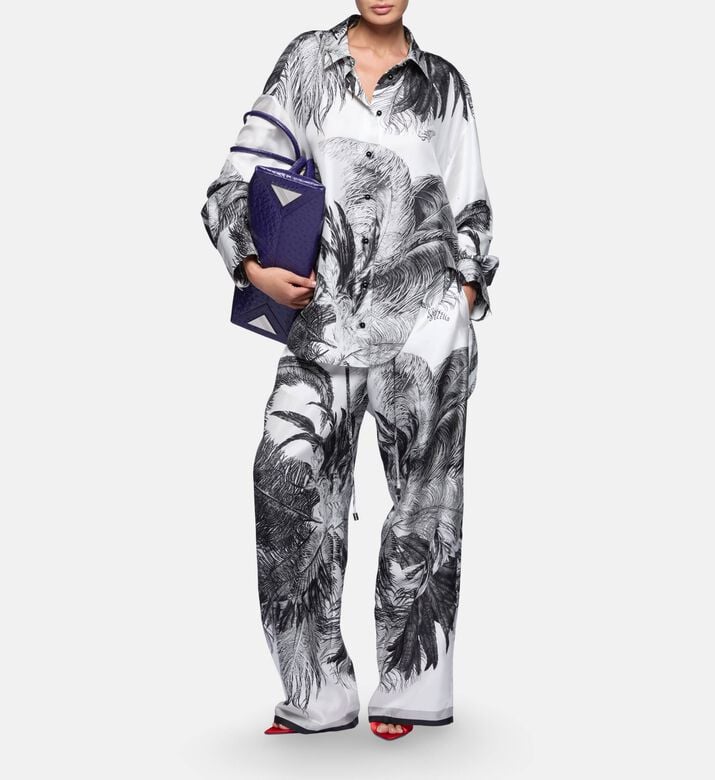 The Attico Abstract-print Button Closure Pants, Model View