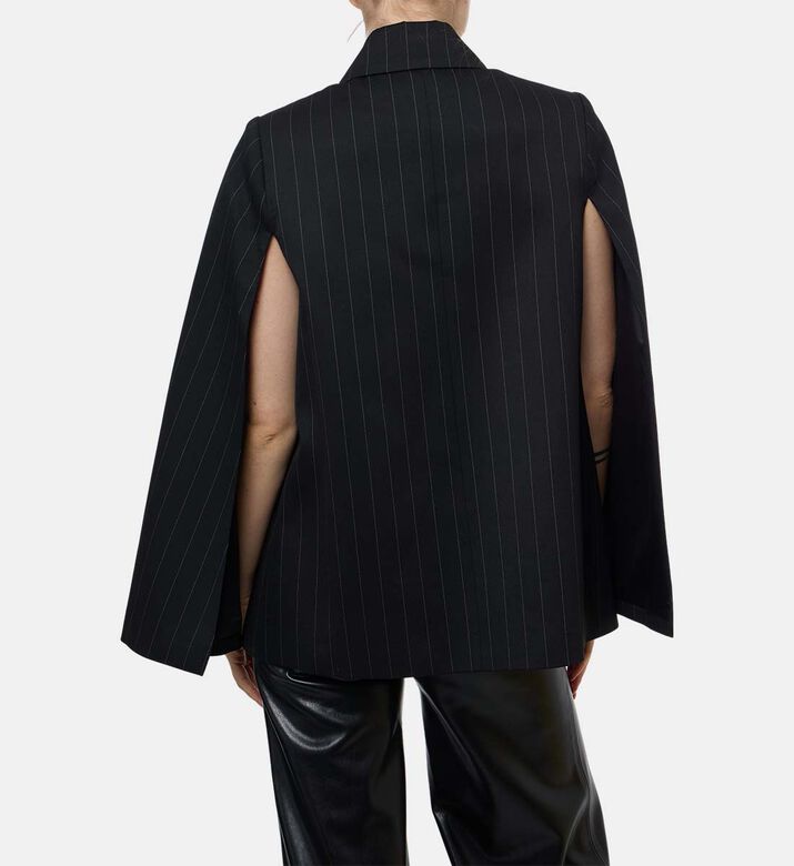 Alice and Olivia Stripe-print Long-sleeve Cape, Model View