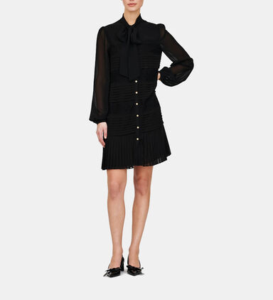 Pleated Mini Shirt Dress