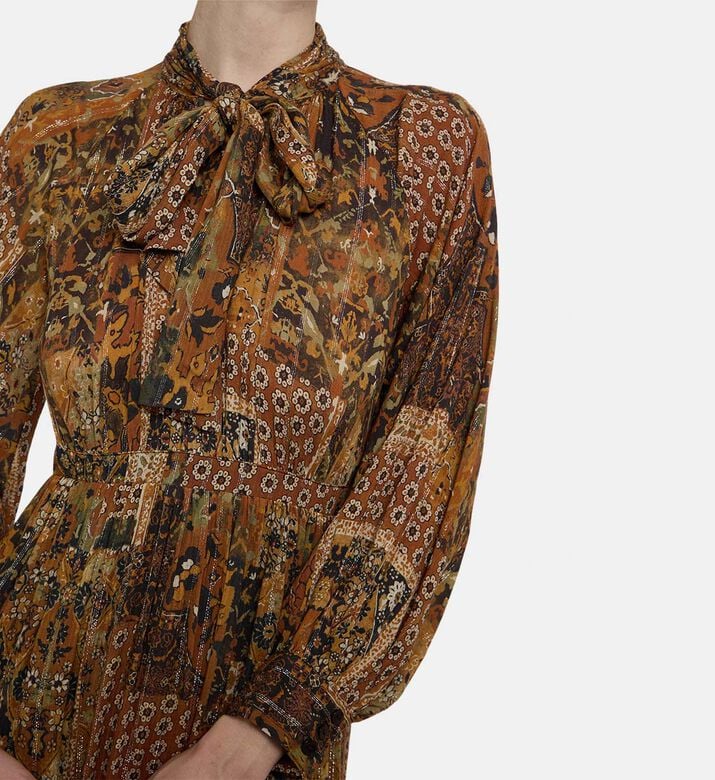 Ba and Sh All-over Print Flared Dress, Model View Ba and Sh All-over Print Flared Dress, Model View