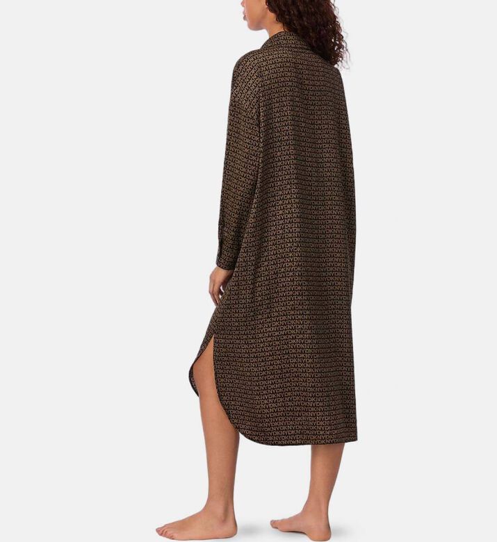 قميص نوم بأكمام طويلة بطبعة على كامله