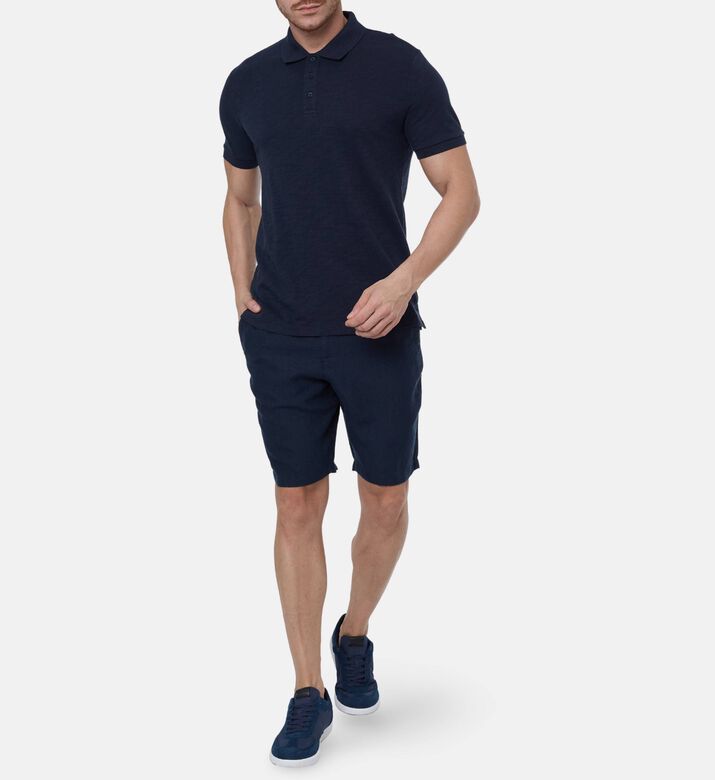 Vince Button Placket Short-sleeve Polo, Blue, M, Model View