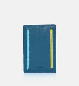 حامل بطاقات جلد بسحابين بلونين متباينين