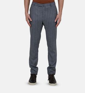 بنطال صوف مخطط بقصة ضيقة