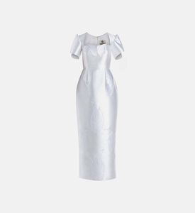 فستان ضيق بتفاصيل أوراق متناسقة الألوان