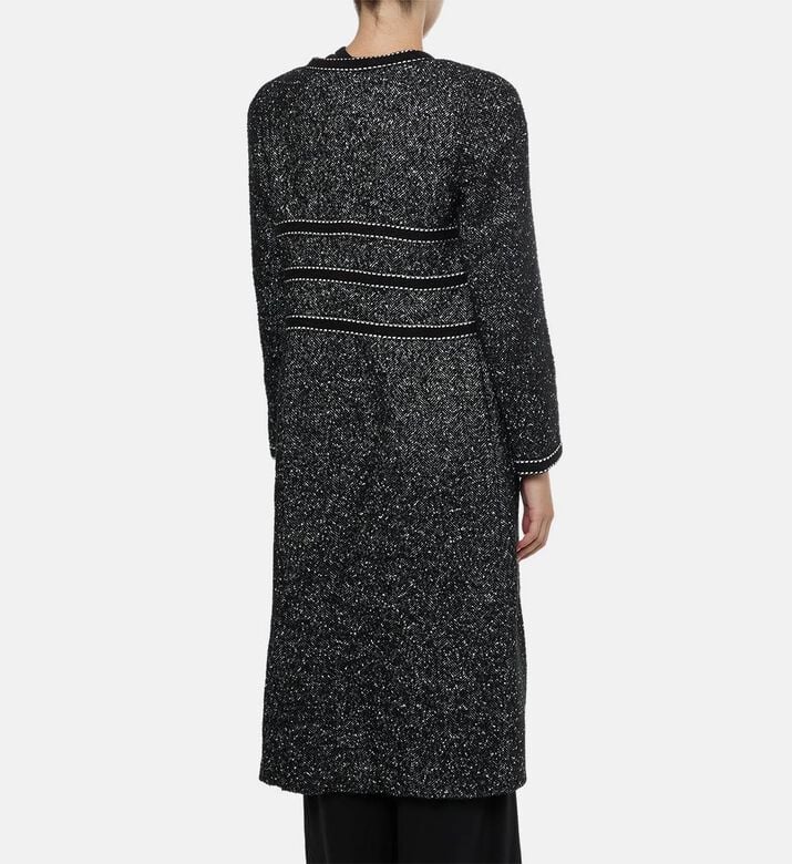 Edward Achour Paris Tweed Longline Buckle Jacket, Model View Edward Achour Paris Tweed Longline Buckle Jacket, Model View