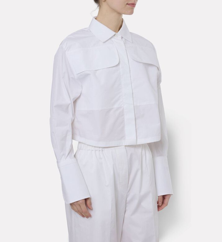 Patou Safari Tie-back Cropped Shirt, Model View