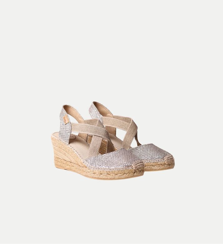 Toni Pons Saba-s Shimmery Textile Mid-wedge Espadrille, Light-gold, Eu-40, Packshot View