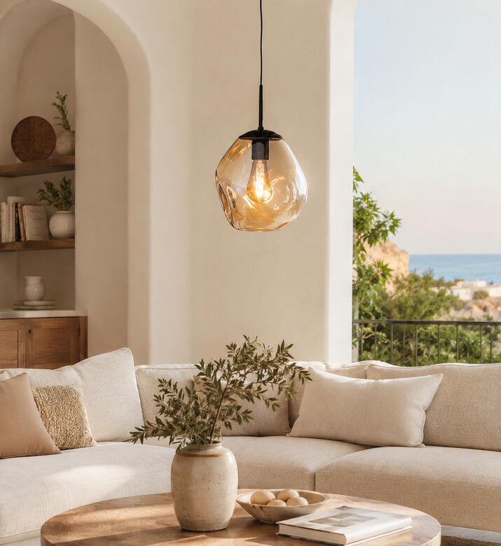 Masterlight Lava Organic-shape Pendant Lamp, Black, 24x23-cm, Packshot View