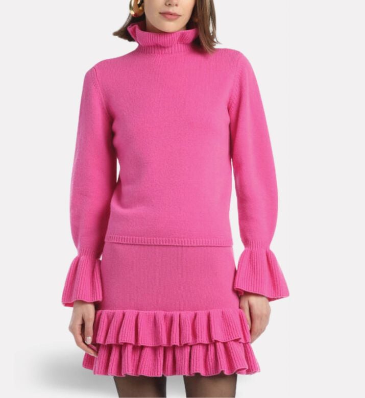 Luisa Spagnoli Camera Ruffled Knit Slim-fit Turtleneck, Model View