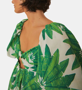 فستان قصير بطبعة أشجار النخيل