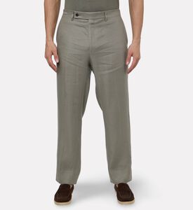 Corneliani Tailored Flax Trousers, Green, 52, Model View