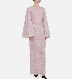 Sequined Long-sleeve Maxi Dress