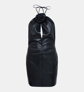 فستان جودي جلدي نباتي قصير