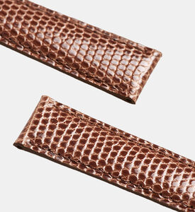 Camille Fournet Shiny Lizard Watch Strap, Brown, Packshot View