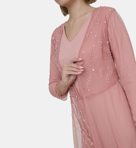 Pearl Rhinestone Embellished Tulle Satin Dress