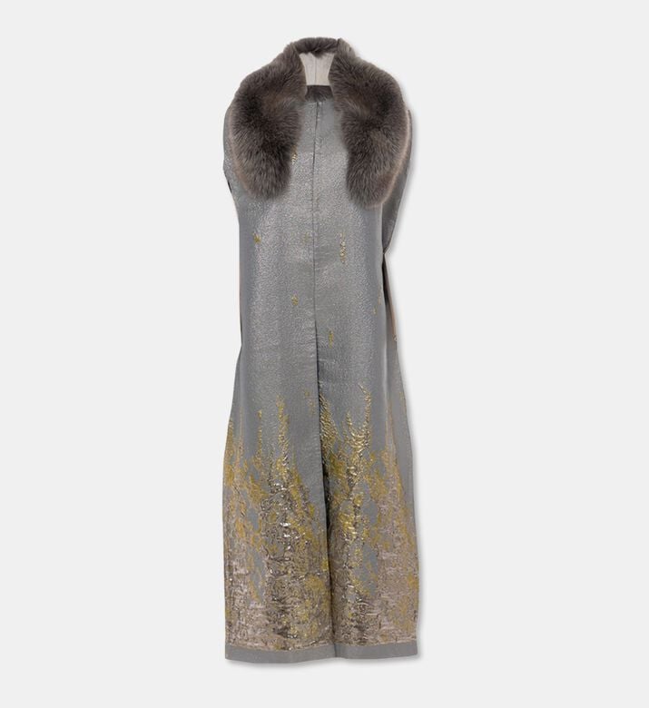 By Febe Fur Collar Open-sleeves Cape, Packshot View