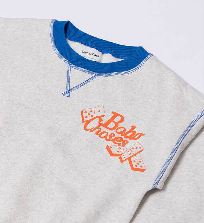 Bobo Choses Logo Dice-print Contrasting Ribbed Trim Sweatshirt, Packshot View Bobo Choses Logo Dice-print Contrasting Ribbed Trim Sweatshirt, Packshot View