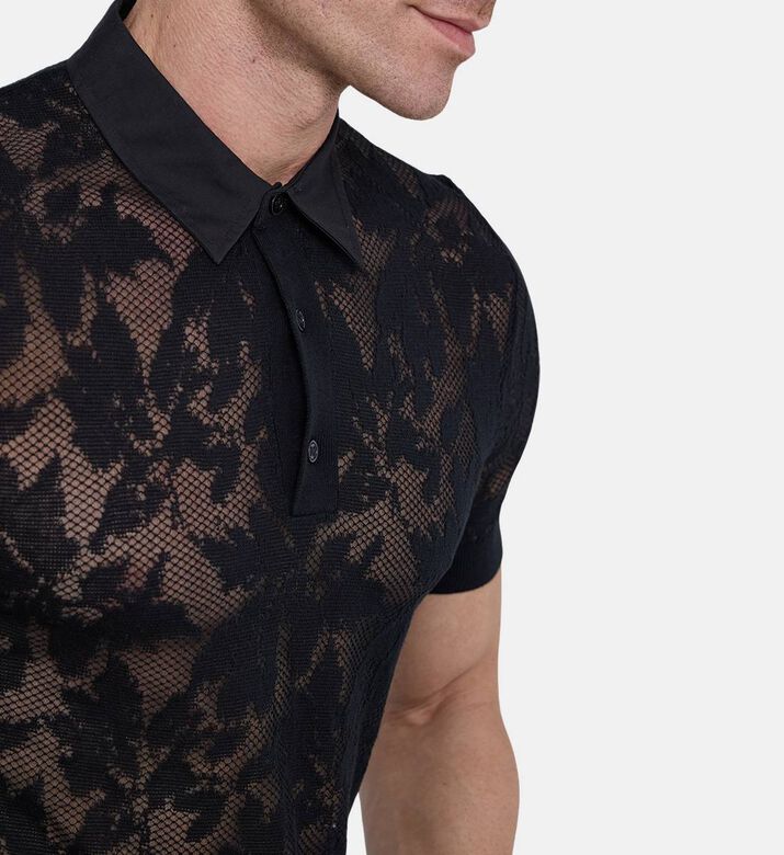 بولو محبوك بتأثير دانتيل