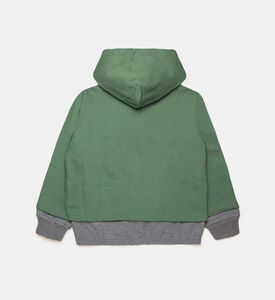 Cotton Contrasted Hem Logo Zipped Sweatshirt