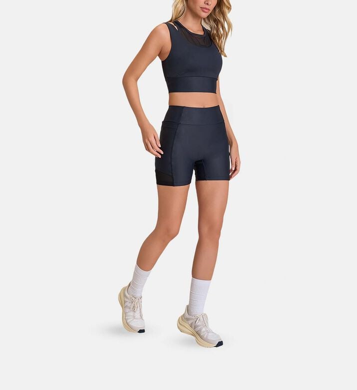 LIVE! Wide Straps Cropped Bra, Black, L, Model View