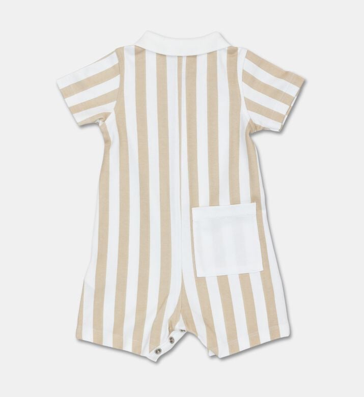 Boss Striped Organic Cotton Playsuit, Grey, 3m, Packshot View