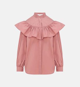 بلوزة بأكمام طويلة بياقة مكشكشة