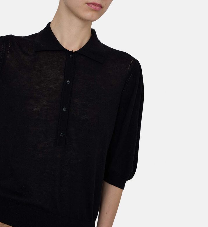 Puff Sleeves Button Placket Sweater